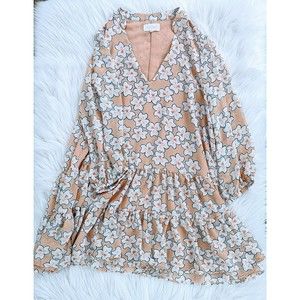 MELLODAY Size XS Orange Floral Three Tiered Tunic Top